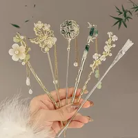 Pince à cheveux pompon de style chinois pour femmes, épingles à cheveux fleur, épingles à cheveux faites à la main, accessoires de bijoux de charme, ornements de cheveux, 1 pièce 1
